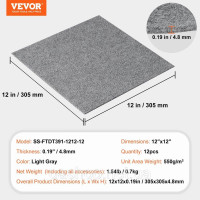 Vevor 315993 Килимова плитка 12 x 12 дюймів, самоклеюча килимова підлога з м’якою підкладкою, легке встановлення своїми руками для Vevor 315993 Килимова плитка 12 x 12 дюймів, самоклеюча килимова підлога з м’якою підкладкою, легке встановлення своїми руками для