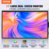 Vevor 314935 Портативний монітор для ноутбука HD 1080P 355 мм 955-1055 мм Vevor 314935 Портативний монітор для ноутбука HD 1080P 355 мм 955-1055 мм