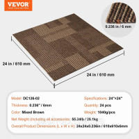 Vevor 315995 Килимова плитка, 610 x 610 мм, килим з прикріпленою підкладкою, м'яка килимова плитка з м'якою підкладкою, просте Vevor 315995 Килимова плитка, 610 x 610 мм, килим з прикріпленою підкладкою, м'яка килимова плитка з м'якою підкладкою, просте