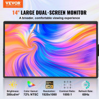 Vevor 314937 Розширений екран ноутбука HD 1080P Портативний монітор 356 мм Vevor 314937 Розширений екран ноутбука HD 1080P Портативний монітор 356 мм