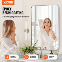 Vevor 316048 Прямокутне настінне дзеркало VEVRO Дзеркало для макіяжу 762x559x25 мм Дзеркало для ванної кімнати Vevor 316048 Прямокутне настінне дзеркало VEVRO Дзеркало для макіяжу 762x559x25 мм Дзеркало для ванної кімнати