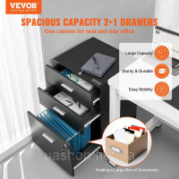 Vevor 314960 Бічний контейнер 3-поверхова шафа для документів з 3 шухлядами + 2 ключі, вантажопідйомність 63,5 кг, шафа для Vevor 314960 Бічний контейнер 3-поверхова шафа для документів з 3 шухлядами + 2 ключі, вантажопідйомність 63,5 кг, шафа для
