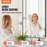 Vevor 316051 Прямокутне настінне дзеркало VEVRO Дзеркало для макіяжу 1397x762x25 мм Дзеркало для ванної кімнати