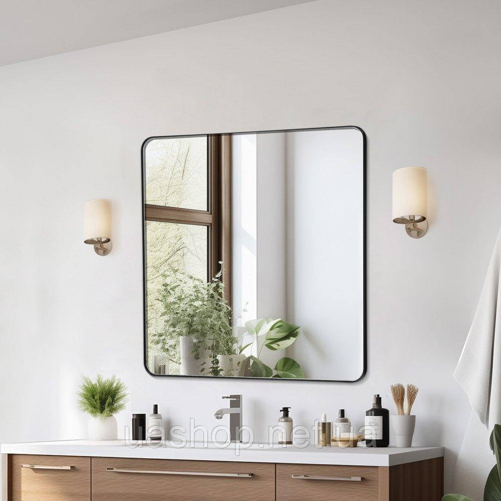 Vevor 316050 VEVRO Square Wall Mirror Дзеркало для макіяжу 915x915x25 мм Чорне для ванної кімнати