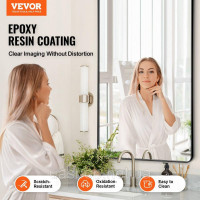 Vevor 316052 Прямокутне настінне дзеркало VEVRO Дзеркало для макіяжу 915x610x25 мм Дзеркало для ванної кімнати Vevor 316052 Прямокутне настінне дзеркало VEVRO Дзеркало для макіяжу 915x610x25 мм Дзеркало для ванної кімнати