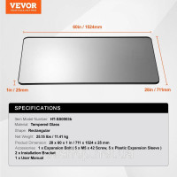 Vevor 316052 Прямокутне настінне дзеркало VEVRO Дзеркало для макіяжу 915x610x25 мм Дзеркало для ванної кімнати Vevor 316052 Прямокутне настінне дзеркало VEVRO Дзеркало для макіяжу 915x610x25 мм Дзеркало для ванної кімнати