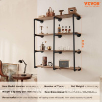 Vevor 314964 3x Shelf Tubes Плаваюча полиця Промислова полиця для труб Настінна полиця 4 рівні 30см Vevor 314964 3x Shelf Tubes Плаваюча полиця Промислова полиця для труб Настінна полиця 4 рівні 30см