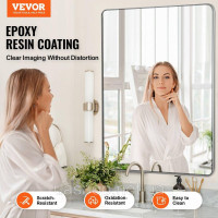 Vevor 316053 Прямокутне настінне дзеркало Дзеркало для ванної кімнати 1220x916x25 мм