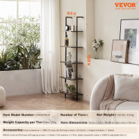 Vevor 314966 Плаваюча полиця Полиця-драбина з металевою рамою Книжкова полиця 5 ярусів 48x30 см чорний Vevor 314966 Плаваюча полиця Полиця-драбина з металевою рамою Книжкова полиця 5 ярусів 48x30 см чорний