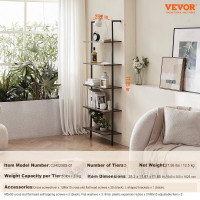 Vevor 314968 Плаваюча полиця Полиця-драбина з металевою рамою Книжкова полиця 5 ярусів 64x30 см чорний Vevor 314968 Плаваюча полиця Полиця-драбина з металевою рамою Книжкова полиця 5 ярусів 64x30 см чорний