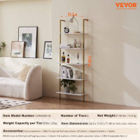 Vevor 314969 Плаваюча полиця Полиця-драбина з металевою рамою Книжкова полиця 5 ярусів 64x30см Vevor 314969 Плаваюча полиця Полиця-драбина з металевою рамою Книжкова полиця 5 ярусів 64x30см