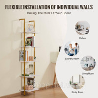 Vevor 314970 Плаваюча полиця Полиця-драбина з металевою рамою Книжкова полиця 5 ярусів 40x30см