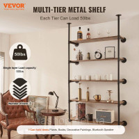 Vevor 314978 2x Shelf Tubes Плаваюча полиця Промислова полиця для труб Настінна полиця 5 рівнів 30см Vevor 314978 2x Shelf Tubes Плаваюча полиця Промислова полиця для труб Настінна полиця 5 рівнів 30см