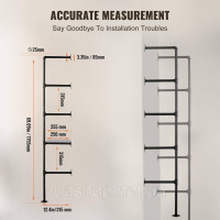 Vevor 314979 2x Shelf Tubes Плаваюча полиця Промислова полиця для труб Настінна полиця 5 рівнів 25см Vevor 314979 2x Shelf Tubes Плаваюча полиця Промислова полиця для труб Настінна полиця 5 рівнів 25см