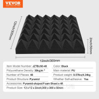 Vevor 316079 Набір акустичних пінопластових панелей 48 звукоізоляційних акустичних панелей 30x30x5 см Vevor 316079 Набір акустичних пінопластових панелей 48 звукоізоляційних акустичних панелей 30x30x5 см