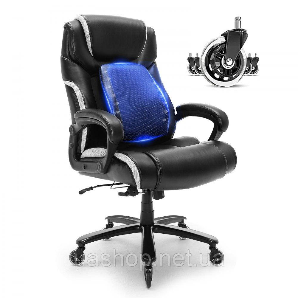 Vevor 314984 Офісне крісло крісло керівника зі шкіри PU чорного кольору з регульованою по висоті спинкою 0-80 мм, обертовий