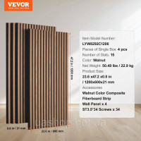 Vevor 316102 Акустичні панелі, 1200x600x21 мм, Акустичні стінові панелі, акцентні дерев'яні стінові панелі з МДФ для сучасного Vevor 316102 Акустичні панелі, 1200x600x21 мм, Акустичні стінові панелі, акцентні дерев'яні стінові панелі з МДФ для сучасного