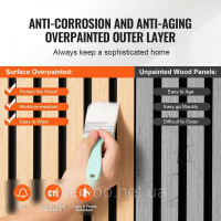 Vevor 316098 4x акустичні панелі акустичні стінові панелі планка 2400х200мм світлий дуб