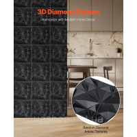 Vevor 316106 Набір стінових панелей 3D 33 шт. 30х30 см. Настінне покриття Diamond Black