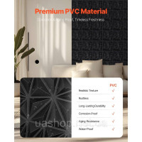 Vevor 316106 Набір стінових панелей 3D 33 шт. 30х30 см. Настінне покриття Diamond Black