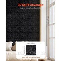 Vevor 316106 Набір стінових панелей 3D 33 шт. 30х30 см. Настінне покриття Diamond Black