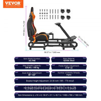 Vevor 315007 Підставка під кермо LogitechG923/G920/G29 Racing Sim Cockpit 150 кг 585-770 мм