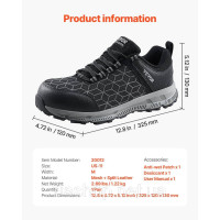 Vevor 316141 Взуття Feage Shoes Men Us Size 11 Робочі взуття кросівки Чорний