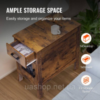 Vevor 315021 Тумба тумбочка USB Stecraunkdose Тумба приліжкова 3 ярусна колір дерево Vevor 315021 Тумба тумбочка USB Stecraunkdose Тумба приліжкова 3 ярусна колір дерево
