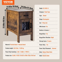 Vevor 315021 Тумба тумбочка USB Stecraunkdose Тумба приліжкова 3 ярусна колір дерево Vevor 315021 Тумба тумбочка USB Stecraunkdose Тумба приліжкова 3 ярусна колір дерево