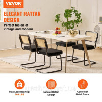 Vevor 315034 Стільці з ротанга Садові меблі Обідній стілець 4 шт. Подушки Чорне крісло Vevor 315034 Стільці з ротанга Садові меблі Обідній стілець 4 шт. Подушки Чорне крісло
