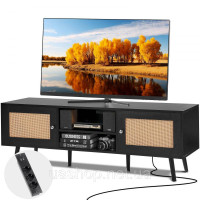 Vevor 315044 Тумба під ТВ з ротанга 165см Тумба під ТВ Boho Тумба під ТВ Чорна