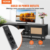 Vevor 315044 Тумба під ТВ з ротанга 165см Тумба під ТВ Boho Тумба під ТВ Чорна Vevor 315044 Тумба під ТВ з ротанга 165см Тумба під ТВ Boho Тумба під ТВ Чорна