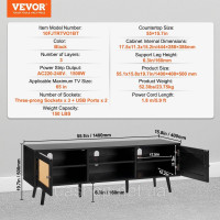 Vevor 315044 Тумба під ТВ з ротанга 165см Тумба під ТВ Boho Тумба під ТВ Чорна Vevor 315044 Тумба під ТВ з ротанга 165см Тумба під ТВ Boho Тумба під ТВ Чорна