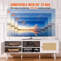Vevor 315045 Тумба під ТВ ротанг 165см TV boho Тумба під ТВ Тумба під ТВ дуб білий