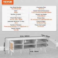 Vevor 315045 Тумба під ТВ ротанг 165см TV boho Тумба під ТВ Тумба під ТВ дуб білий