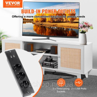 Vevor 315048 Тумба під ТВ з ротанга 191см ТВ Бохо Тумба під ТВ біла