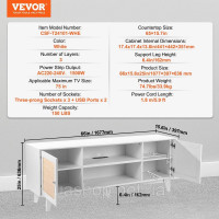 Vevor 315048 Тумба під ТВ з ротанга 191см ТВ Бохо Тумба під ТВ біла