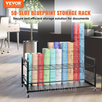 Vevor 315056 Blueprint Storage Rack 50 Slots Mobile Roll File Holder
