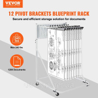 Vevor 315055 Mobile Plan Storage Rack Construction Plan Holder 12 поворотних кронштейнів