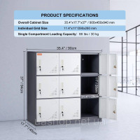 Vevor 315060 Шафа для роздягальні шафа для роздягальні, 9-дверна шафа для зберігання, шафа для гардероба на 9 відділень,