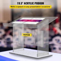 Vevor 315065 Акриловий подіум Розмір столу (ДхШ) 68,58х34,8 см Пюпітр 49,53 см Висота Сучасний акриловий подіум в церковному стилі Vevor 315065 Акриловий подіум Розмір столу (ДхШ) 68,58х34,8 см Пюпітр 49,53 см Висота Сучасний акриловий подіум в церковному стилі