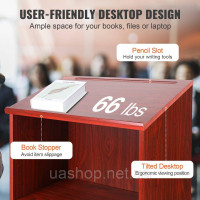 Vevor 315066 Стійка для подіуму Podium Stand 47 на коліщатках з відсіком для зберігання Коричневий Vevor 315066 Стійка для подіуму Podium Stand 47 на коліщатках з відсіком для зберігання Коричневий