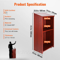 Vevor 315066 Стійка для подіуму Podium Stand 47 на коліщатках з відсіком для зберігання Коричневий Vevor 315066 Стійка для подіуму Podium Stand 47 на коліщатках з відсіком для зберігання Коричневий