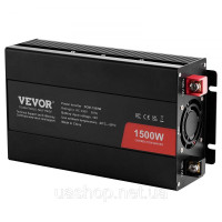 Vevor 316228 Синусоїдальний інвертор, 1500 Вт постійного струму 12 В змінного струму 230 В з 2 розетками змінного струму 2 портами Vevor 316228 Синусоїдальний інвертор, 1500 Вт постійного струму 12 В змінного струму 230 В з 2 розетками змінного струму 2 портами