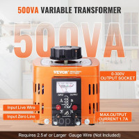 Vevor 316244 Автоматичний трансформатор змінного струму 500 ВА, 1,7 А, вхід 230 В, вихід 0-300 В, стабілізатор напруги змінного