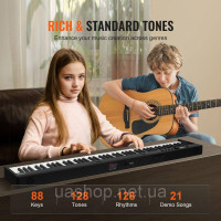 VEVOR 88 Keys Цифрове піаніно Електропіаніно Складне піаніно Bluetooth MIDI Чорне 305244 VEVOR 88 Keys Цифрове піаніно Електропіаніно Складне піаніно Bluetooth MIDI Чорне 305244
