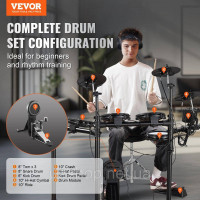 Vevor 316331 Електронна ударна установка, 32 ударні установки та 480 звуків, електронна ударна установка, підтримка USB MIDI,