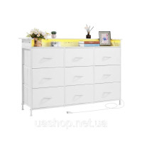 Vevor 315138 Комод з 9 тканинними ящиками Ящики для шаф Світлодіодне освітлення біле