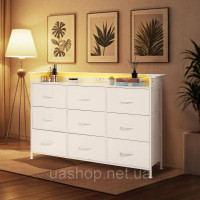 Vevor 315138 Комод з 9 тканинними ящиками Ящики для шаф Світлодіодне освітлення біле