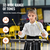 Vevor 316269 Glockenspiel Xylophone 32 Tones Bell Set Molets Stand and Practice Pad